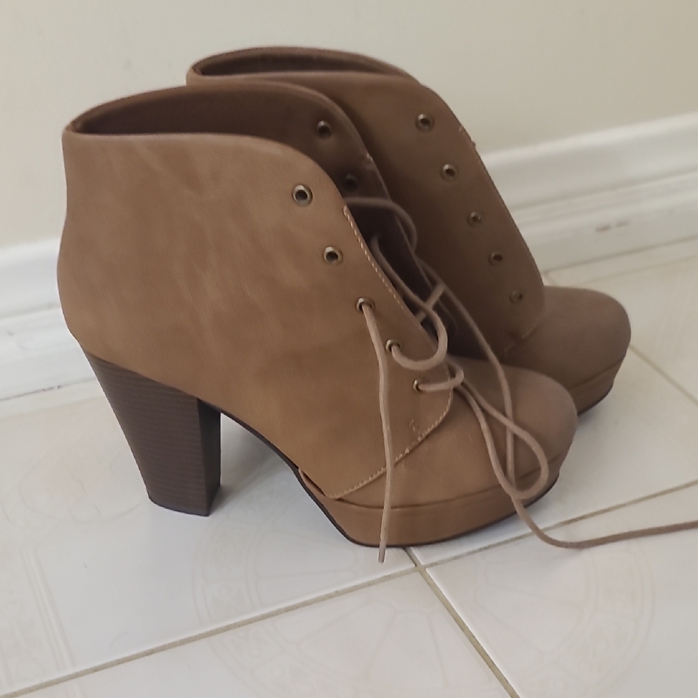Soda Tan Heeled Boots for Women